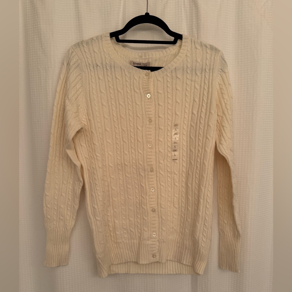 Old Navy Ivory Cable Knit Cardigan